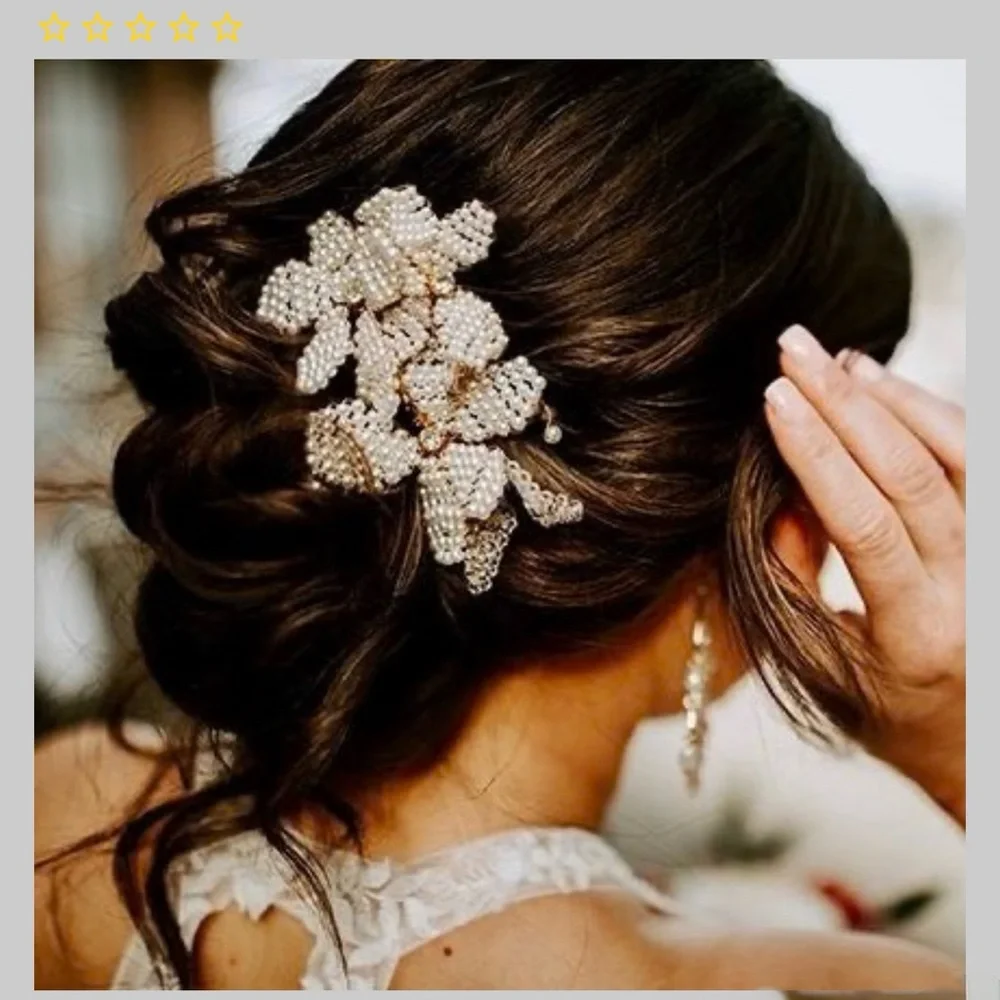 Elegant Pearl Floral Hair comb